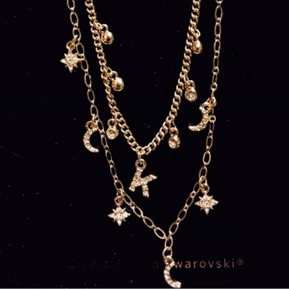 ❤️‍🔥NEW WHITE HOUSE BLACK MARKET SWAROVSKI CRYSTAL INITIAL K NECKLACE